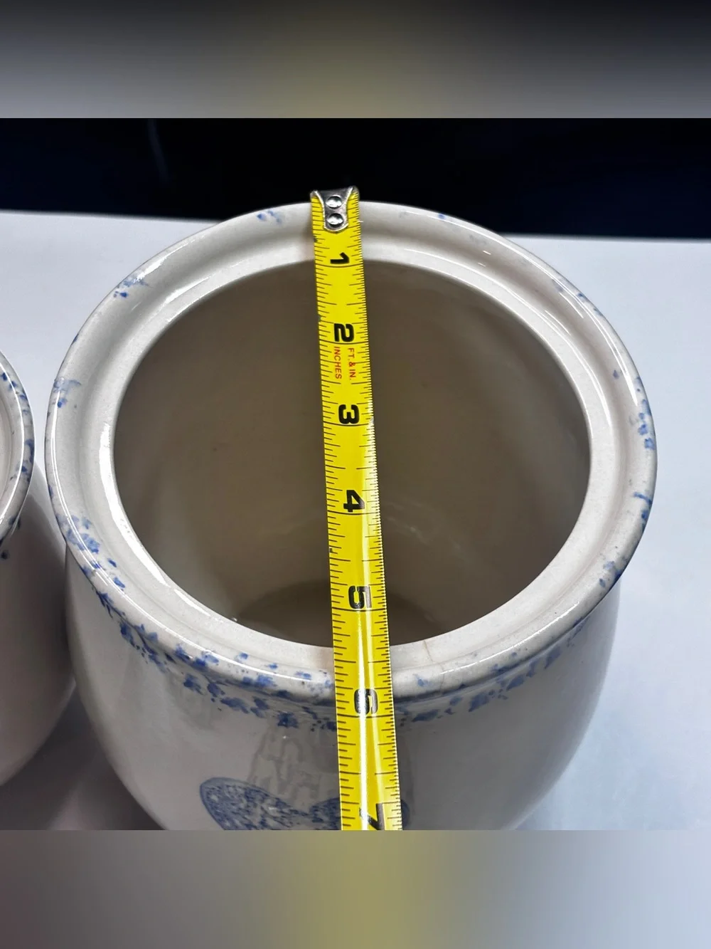 3 VTG Tienshan Folk Craft Cottage Sponge Ware Ceramic Jars Canisters Country